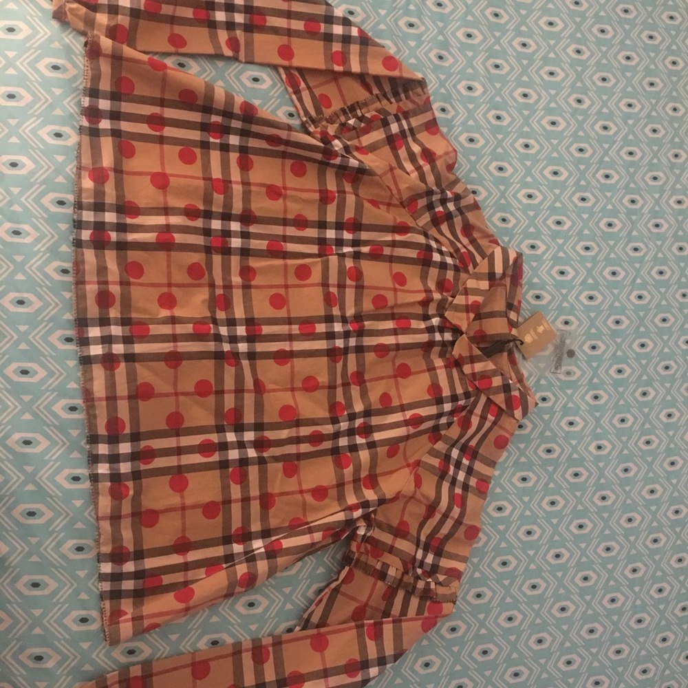 Big Girls Burberry Long-sleeve Blouse